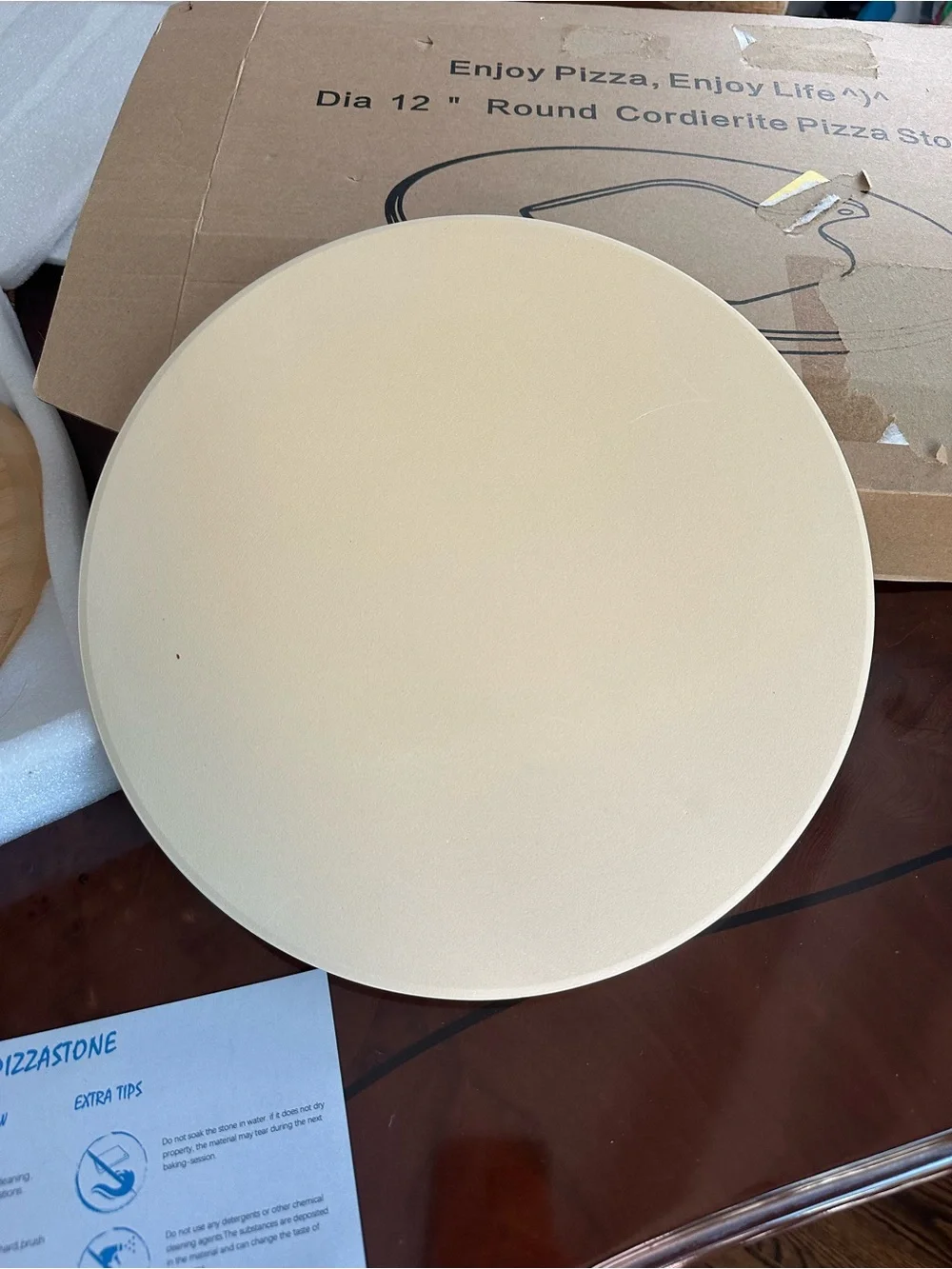 Cream Pizza Stone with Bamboo Peel - Home Serveware